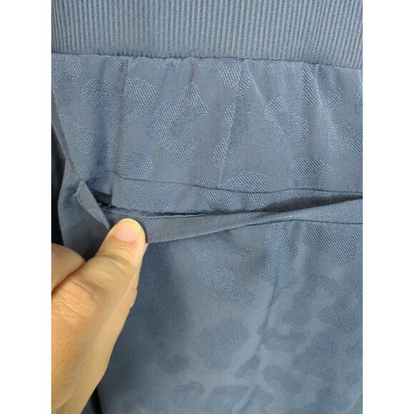 Athleta Brooklyn Textured Jumpsuit V Neck Leopard Print Purple Blue 10 - Picture 12 of 12